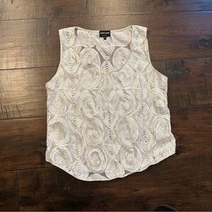 Giorgio Armani Textured White Sleeveless Blouse